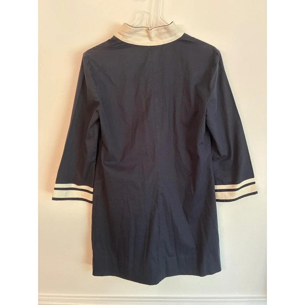 Tory Burch Tunic Top Cotton Navy White Border Size 4